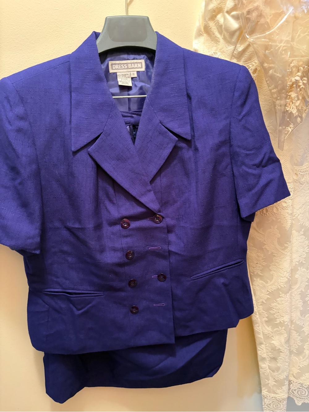 Dress Barn Royal Blue Short-Sleeve Double-Breasted Blazer